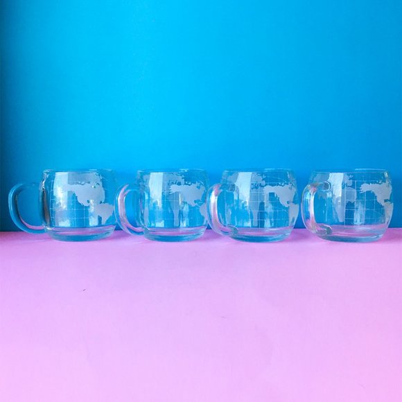 SOLD Glass Nestle Coffee Collector Glass Mugs Set of 4 - Picture 5 of 7